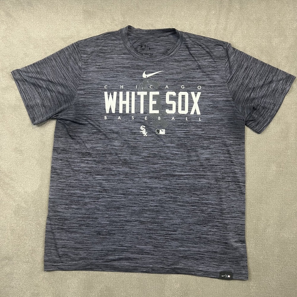 Nike Chicago White Sox Shirt Mens XL Gray Dri-FIT MLB Baseball Tee Heather
